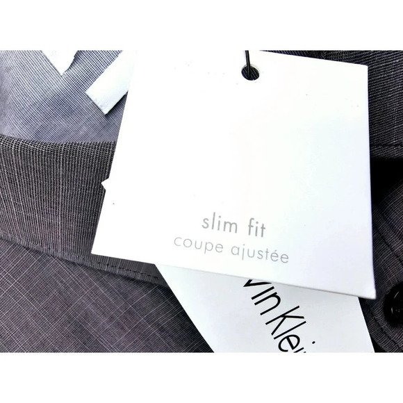 Calvin Klein Slim Fit Size Large Men's Charcoal Gray Elbow Buttons L/S Shirt NWT - Picture 6 of 13
